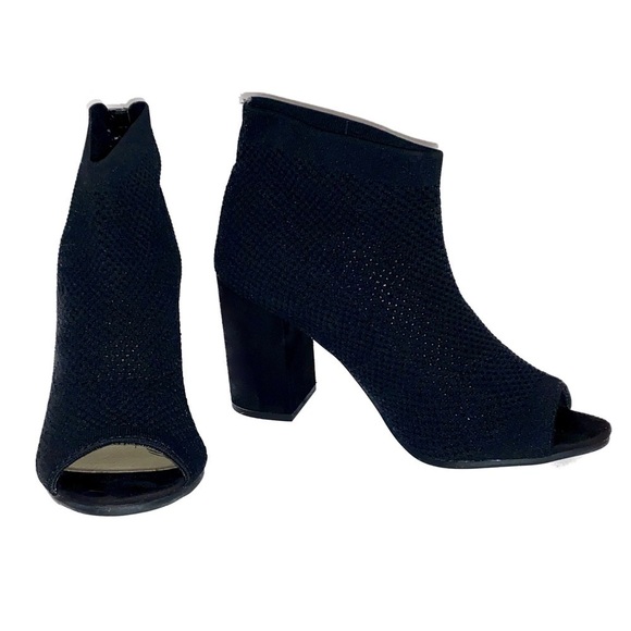 Seven Dials Tara Peep-toe Shooties Knit Outer Dressy Heels Black Size 8.5 - Picture 1 of 9